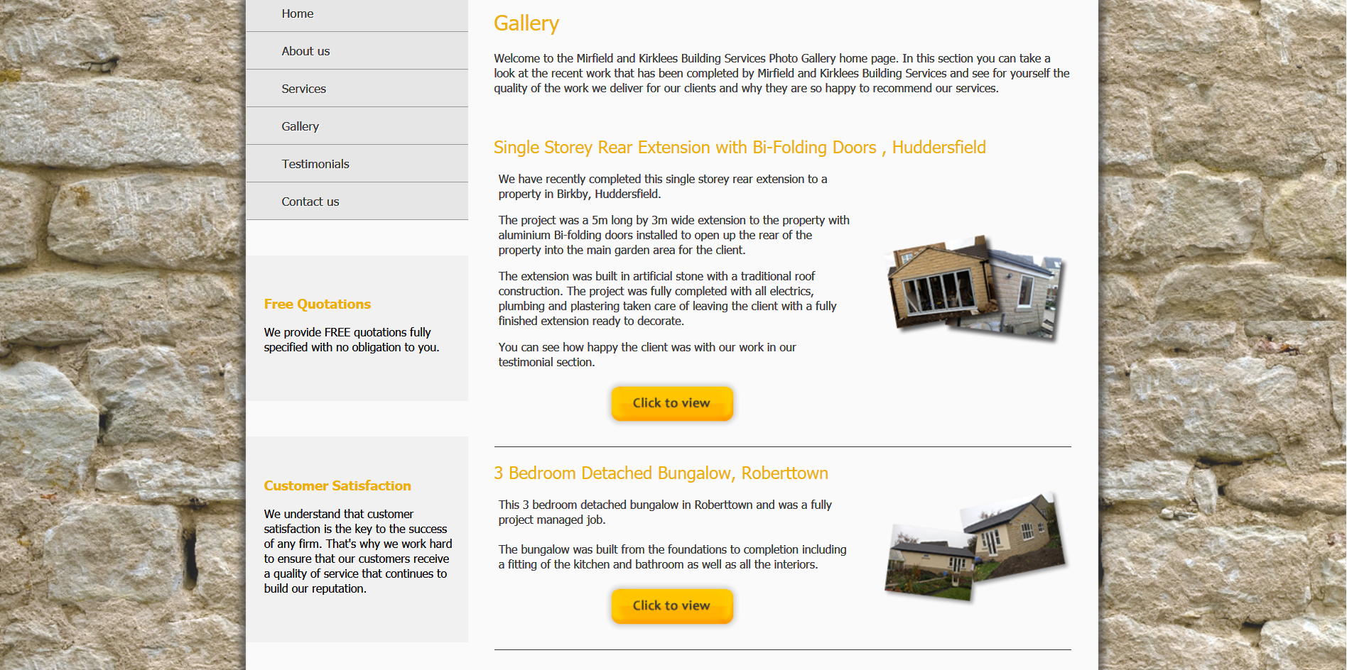 Sample of the design work on the Mirfield and Kirklees Builders website